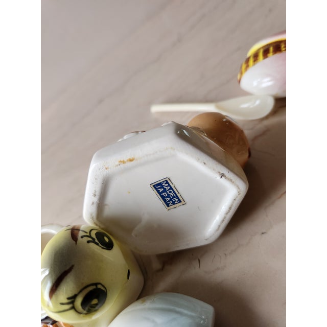 1950s Japanese Bumble Bee Honey Pots Hand Painted Condiment Jar Set For Sale - Image 9 of 9