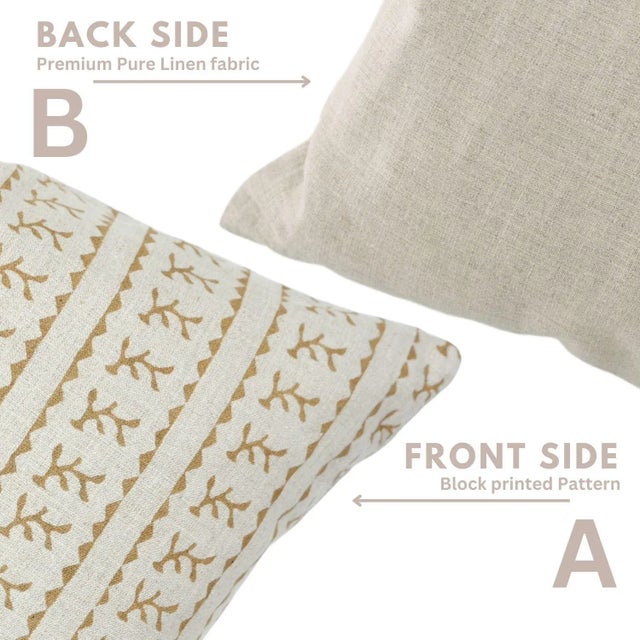 Fabdivine Handmade Block Print Pillow Cover Farmhouse & Aesthetic Room Decor Cushion, Home Gift Size- 14x36- Phool Daali For Sale - Image 4 of 5