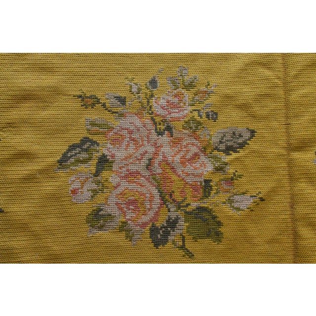 20th Century Yellow Arraiolos Rug with Pink and Green Flowers, Portugal, 1900s For Sale - Image 9 of 18