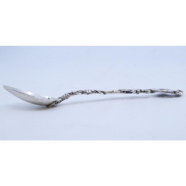 Silver Sugar Spoon with Intertwined Tree Branches For Sale - Image 6 of 9