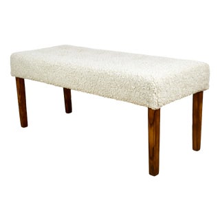 Vintage Bench in Beige Boucle, 1990s For Sale