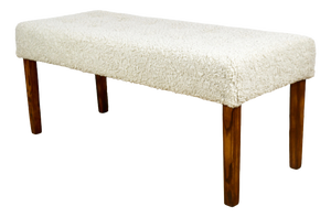 Vintage Bench in Beige Boucle, 1990s