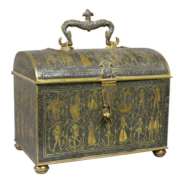 Renaissance Revival Damacened and Bronze Casket For Sale