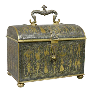 Renaissance Revival Damacened and Bronze Casket