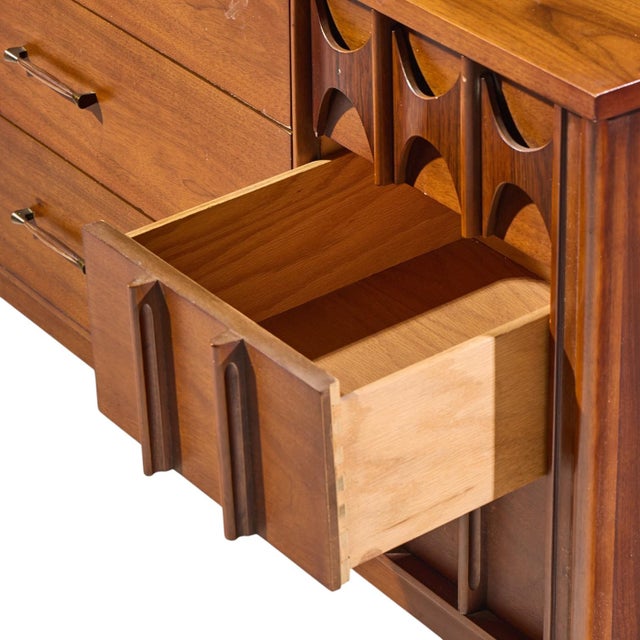 Wood Kent Coffey Perspecta Mid Century Walnut and Rosewood 9-Drawer Dresser For Sale - Image 7 of 9