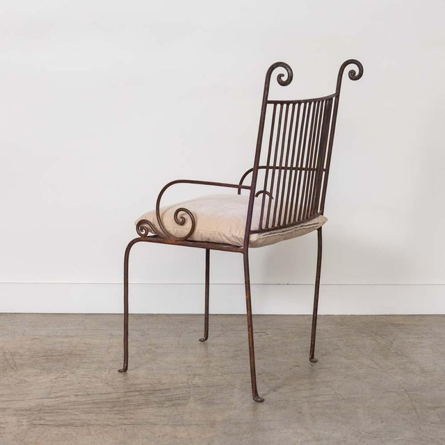 1940s French Wrought Iron Scroll Side Chair For Sale - Image 10 of 14