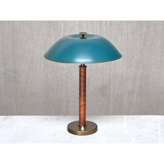 Brass and Leather Table Lamp by Bertil Brisborg for Nordiska Kompaniet, Sweden, 1940s For Sale - Image 9 of 11