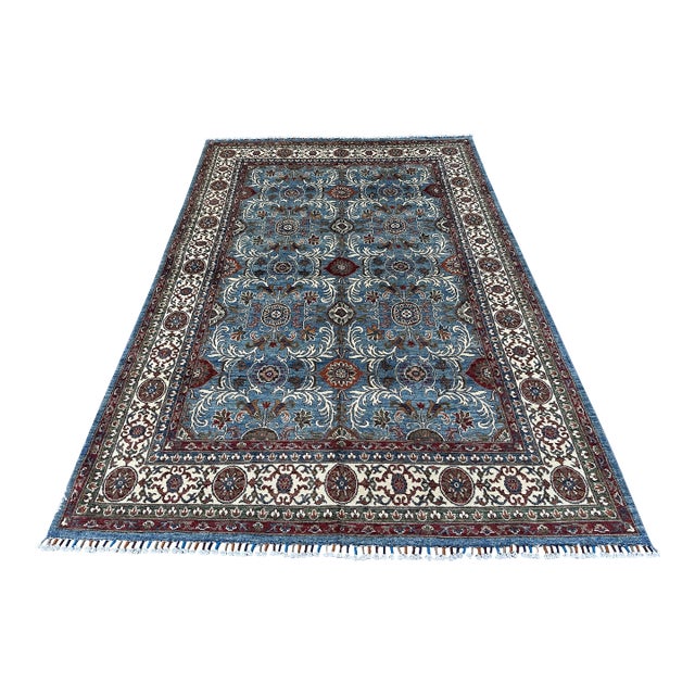 Blue Sultanabad Hand-Knotted Wool Rug - 6'8" X 9'10" For Sale