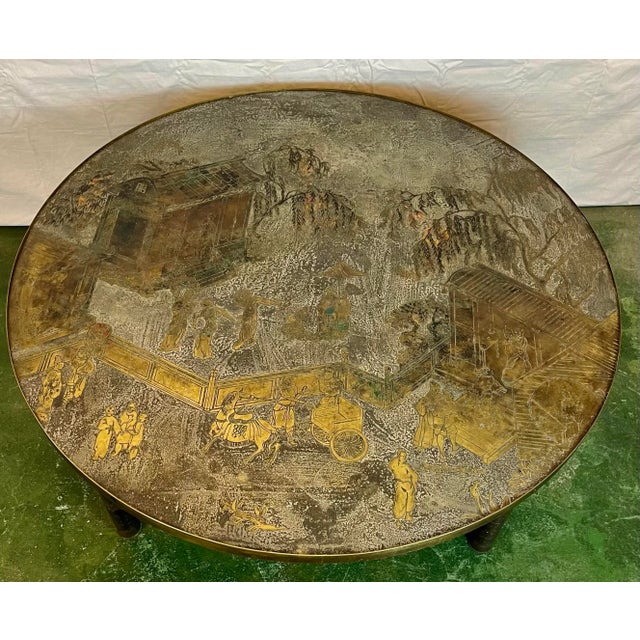 Beautifully and skillfully executed, this hand crafted scenic table shows an idyllic day in a small village. People gather...