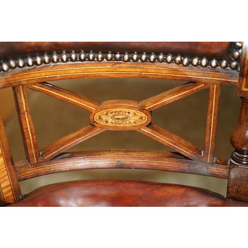 Antique Victorian Brown Leather Captain's Chair by Cornelius V. Smith, 1885 For Sale - Image 11 of 18