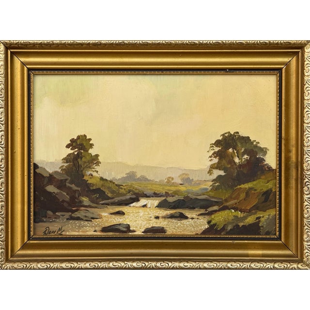 Vintage River Landscape Oil in English Countryside - 20th Century British Art 1973 For Sale - Image 10 of 14