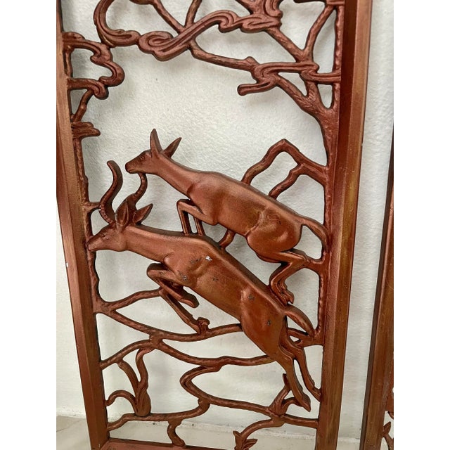 Mid 20th Century Mid-Century Modern Metal Giraffe and Antelope Wall Art Sculpture Pair For Sale - Image 5 of 8
