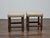Pair of English 19th Century Hardwood Bobbin Stools with Linen Upholstery For Sale - Image 9 of 11
