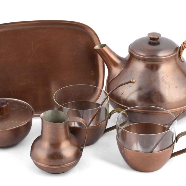 Vintage Copper Tea Set by Harald Buchrucker, Germany, 1950s, Set of 6 For Sale - Image 3 of 5