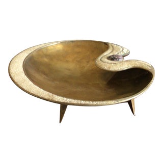 Large Mid Century Modern P. D. Frank Hammered Bronze Decorative 4 Leg Coffee Table Bowl Made in Mexico For Sale
