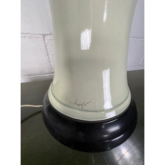 Mid 20th Century Vintage Hand-Painted Studio Pottery Ceramic Table Lamp With Abstract Motif For Sale - Image 5 of 9