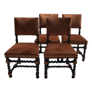 Jacobean Style Dining Chairs, 1920s, Set of 4 For Sale