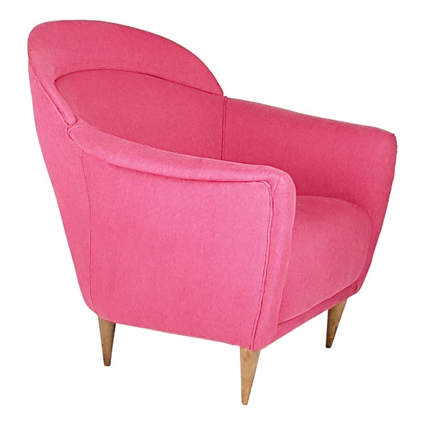 Italian Pink Fabric Upholstered Chair, 1950s For Sale