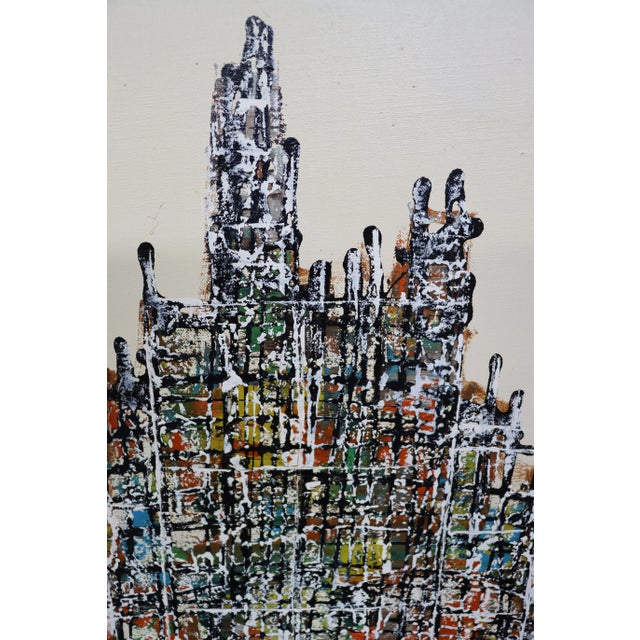 Textile Abstract Signed Oil on Canvas For Sale - Image 7 of 8