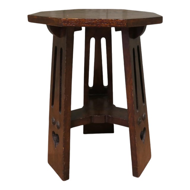 Arts and Crafts Octagonal Oak Plant Stand, 1880 For Sale