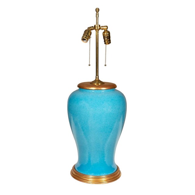 Mid-Century Modern Mid-Century Modern Deep Turquoise Pottery Table Lamps by Daniel Barney - Pair For Sale - Image 3 of 5