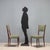 Chairs in stained beech wood, with spring and foam padding, skai covering. Decent condition. This piece is attributed to...