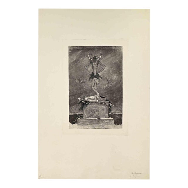 Félicien Rops, The Scrifice, 1882, Etching For Sale