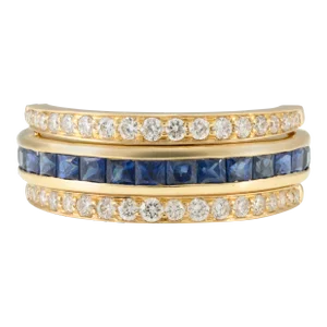 14k Gold Sapphire Emerald and Diamond Magic Ring Size 7 (All Sizes Available)