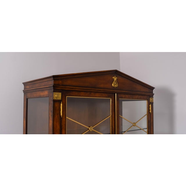 Brown Hickory White Regency Style Mahogany China Display Cabinet For Sale - Image 8 of 18