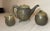 Antique Signed Japanese 3 Piece Studio Green Pottery Teapot Set Sugar Creamer For Sale - Image 9 of 18