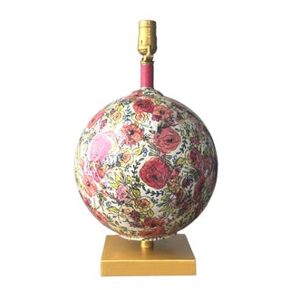 Modern Boho Chic Poppies Floral Table Lamp For Sale