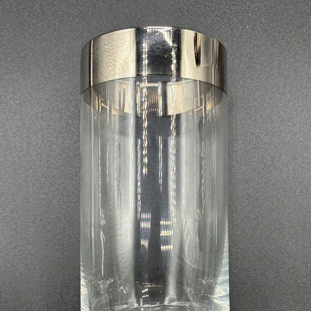 Set of 7 Barware HighBall Tumbler Glass with Silver Rim by Dorothy Thorpe, Mid 20th Century For Sale - Image 10 of 11