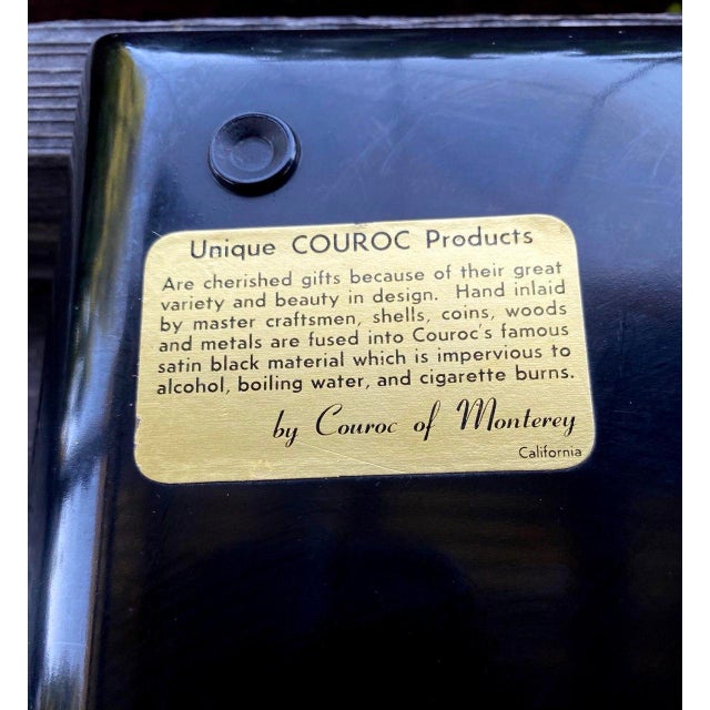 Black Vintage Couroc of Monterey Colonial Flintlock Pistols Inlaid Serving Tray For Sale - Image 8 of 9