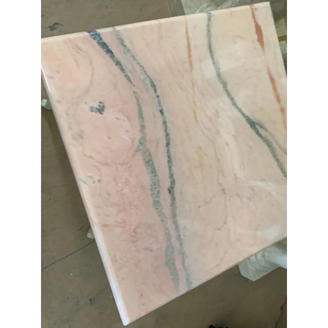 Hollywood Regency Custom Marge Carson Hollywood Regency End Table with Rare Pink Marble Top For Sale - Image 3 of 13