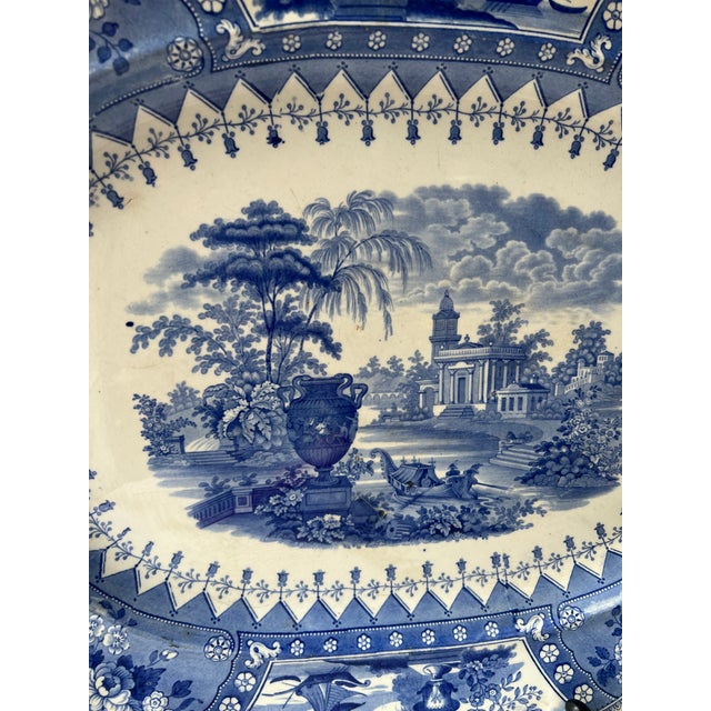 Victorian 19th Century Victorian Staffordshire Blue Transfer-Printed “Canova” Platter For Sale - Image 3 of 13