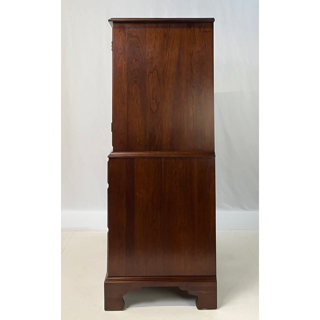 Brown Late 20th Century Henkel Harris Virginia Galleries Solid Wild Black Cherry Gentleman’s Chest For Sale - Image 8 of 17