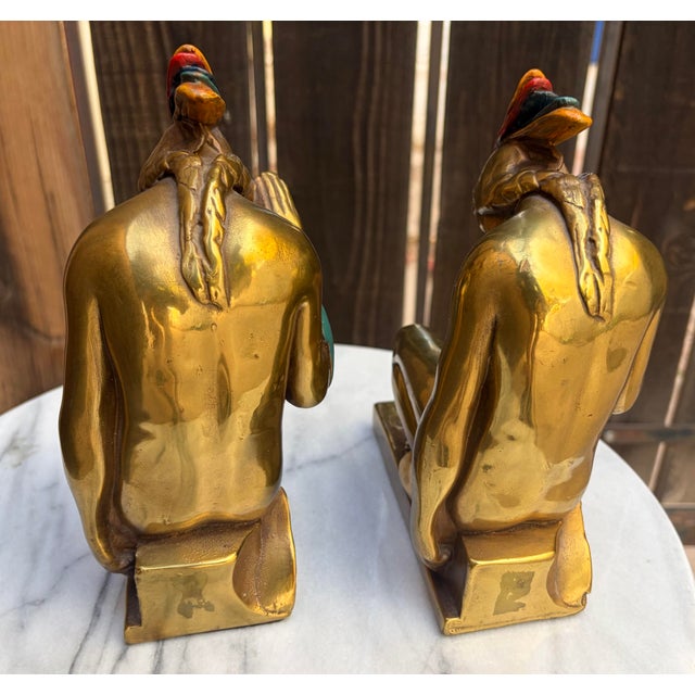 Bronze 1920s Paul Herzel Pompeian Bronze Art Deco Native American Statues For Sale - Image 8 of 12