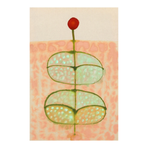 A Single Bud - Abstract Contemporary Folk Art Inspired Painting on Raw Canvas Original Artwork by Meredith Walker