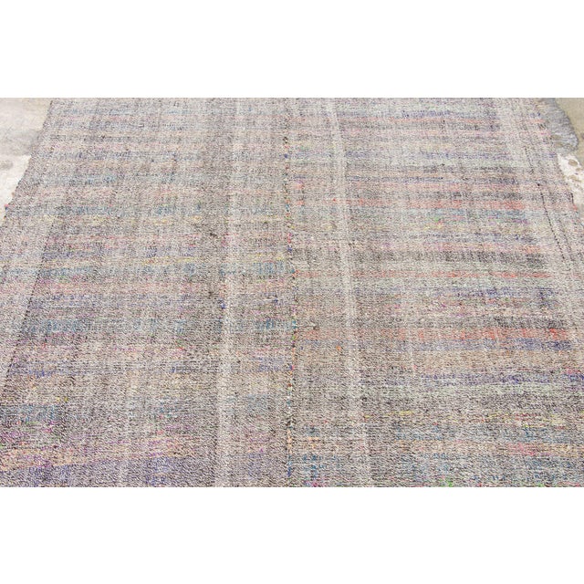 1950s Vintage Chaput Kilim Wool Rug With Textural Stripes by Rug & Kilim, 1950-1959 For Sale - Image 5 of 8