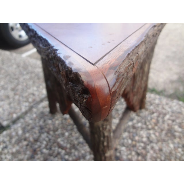 Late 20th Century Late 20th Century Vintage Rustic Log and Bark Table For Sale - Image 5 of 10