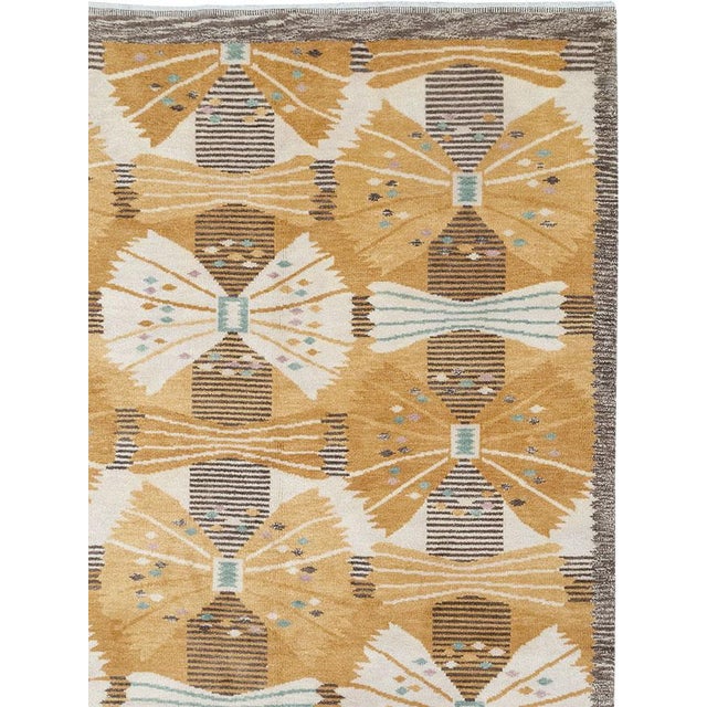 A vintage Swedish Scandinavian room size Rya carpet handmade during the late 20th century after Barbro Nilsson's and Märta...