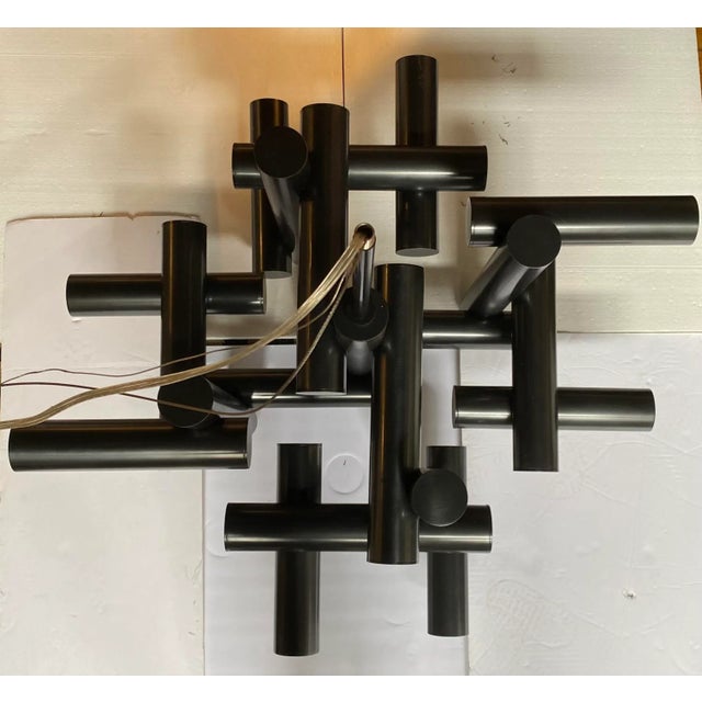 Robert Abbey Jonathan Adler Modern Tubular Milano Kinetic Chandelier, Bronze For Sale - Image 4 of 11