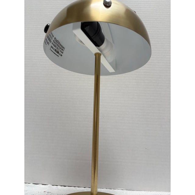 Gold Metal Mushroom Desk Lamp With Textured Semi Precious Assortment of Stone Accents For Sale In Sacramento - Image 6 of 7