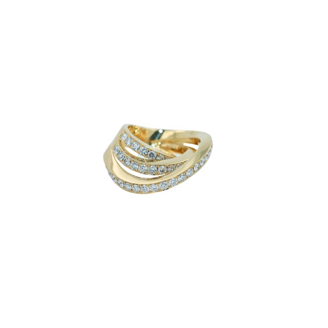 Diamond Channel Geometric Wave Curve Statement Unique 18 Karat Yellow Gold Ring, Size 6 For Sale - Image 10 of 18