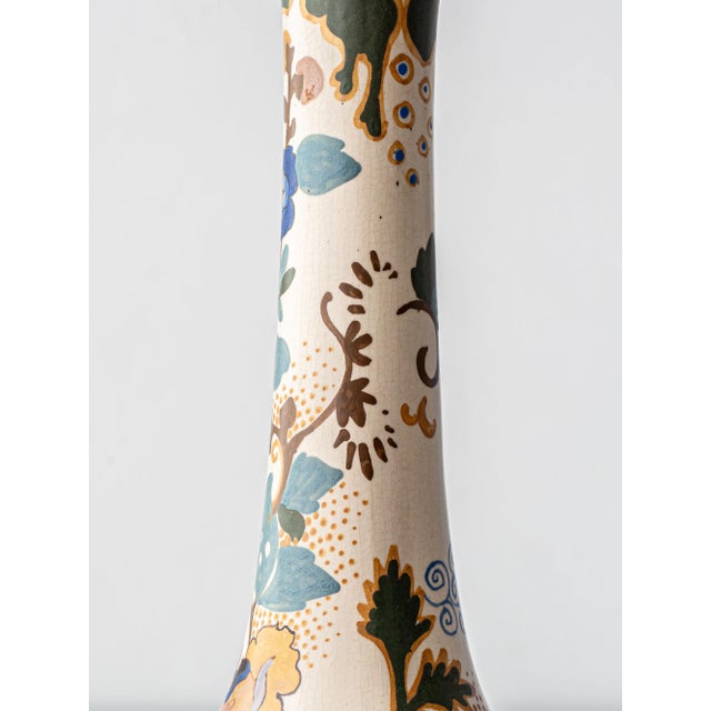 Art Nouveau Ceramic Table Lamp by Arnhem, 1920, with New Silk Lampshade, 1890s For Sale - Image 14 of 18