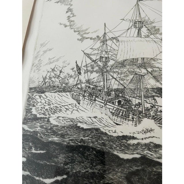 Black Signed Alan B. McKnight Maritime Etching ‘h.m.s. Boston, 1749’ – Limited Edition 42/100 For Sale - Image 8 of 9