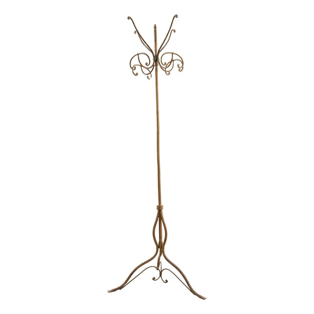 Wrought Iron Coat Hanger with Original Lacquering For Sale