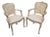 Vintage Pair Harris Marcus Italian Double Cane Arm Chairs Carved Accent Chairs For Sale