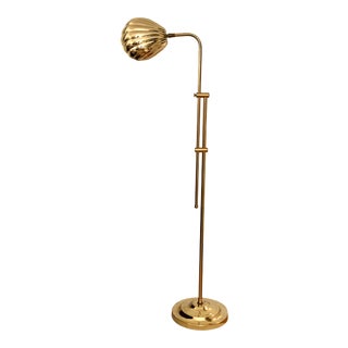 Vintage Brass Clam Shell Adjustable Floor Lamp For Sale