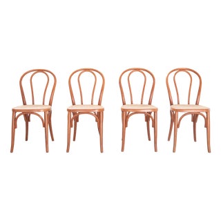 Chairs in Curved Beech Wood and Straw Seat, 1990s, Set of 6 For Sale